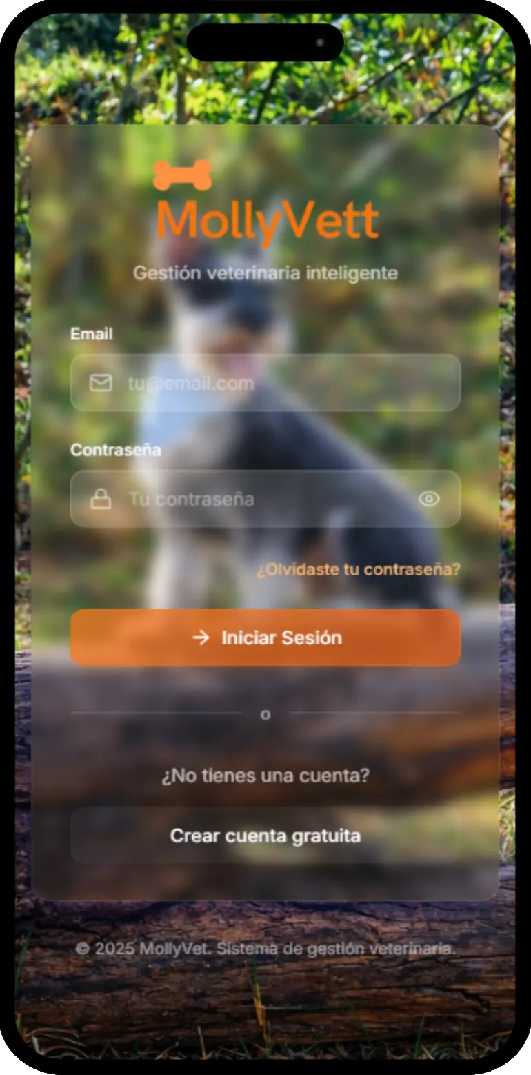Dashboard MollyVett - Software de administración veterinaria en la nube con expedientes digitales, recetas PDF y gestión de pacientes mascotas